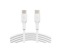 Belkin BoostCharge - USB-kabel - 24 pin USB-C (hane) till 24 pin USB-C (hane) - 1 m - vit CAB003BT1MWH