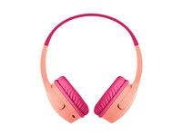 Belkin SoundForm Mini - Hörlurar med mikrofon - på örat - Bluetooth - trådlös, kabelansluten - 3,5 mm kontakt - rosa AUD002BTPKV3